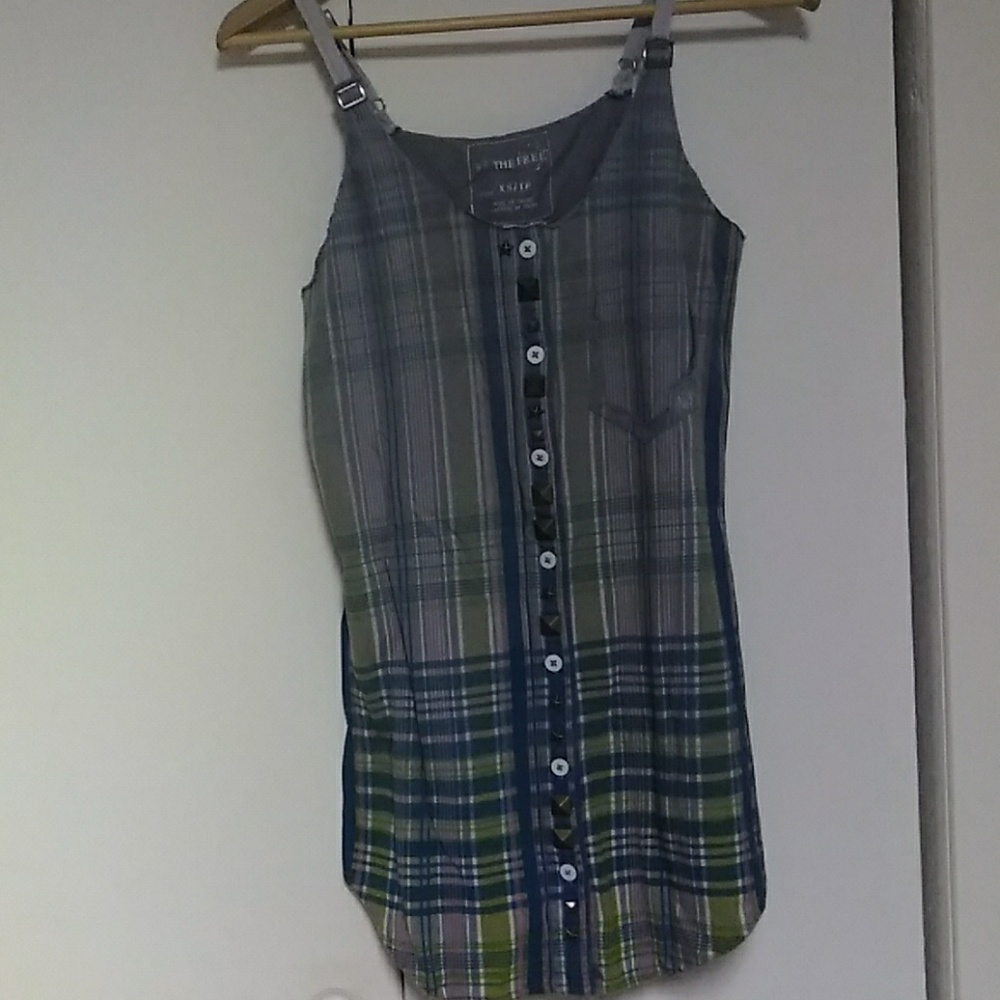 Free People We the Free Plaid Tank Top Buttons - Picture 3 of 4